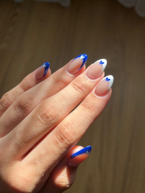 #nails #frenchnails #greeksummer #bluefrench #frenchies White And Blue Nail Inspo Acrylic, Blue And White French Tip Nails, Electric Blue Nails, Nails Pics, French Bleu, Uñas Ideas, Blue And White Nails, Classy Nail Art, Light Blue Nails