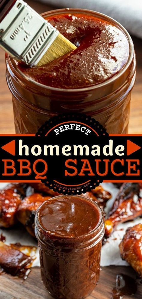 Bbq Sauce Recipe For Pulled Pork, Homemade Spicy Bbq Sauce Recipe, Bbq Sauce Homemade Easy, Make Bbq Sauce, Homemade Bbq Sauce Recipe, Homemade Barbecue, Rib Sauce, Sweet Bbq Sauce, Homemade Bbq Sauce