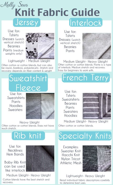 Understanding Knit Fabrics - Fabric Types - Melly Sews Fat Quarter Projects, Beginner Sewing Projects Easy, Leftover Fabric, How To Knit, Sewing Projects For Beginners, Sewing Skills, Love Sewing, Sewing Tips, Sewing For Beginners