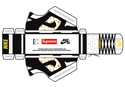 Erwan Chansou — Dunk SB x Supreme papertoy (2021) Have you missed... Shoes Paper Craft, Papercraft Shoes, Chunky Dunky, 3d Templates, Paper Shoes, Paper Bag Design, Purple Stars, Air Max Day, Paper Toys Template