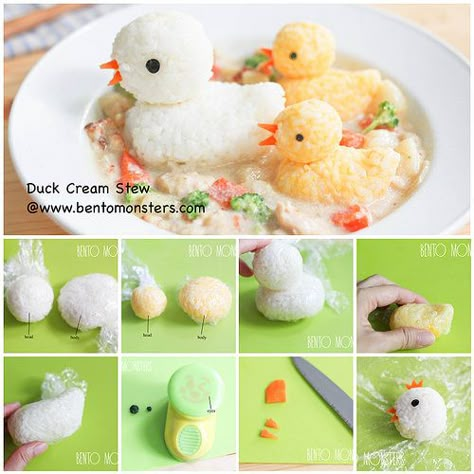 Bento Tutorial, Cream Stew, Food Art Bento, Bento Box Lunch For Kids, Bento Box Recipes, Bento Kids, Cute Bento Boxes, Japanese Food Bento, Kawaii Bento