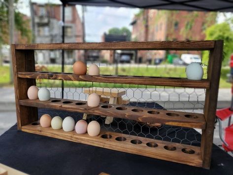 Egg Skelter, Wooden Egg Holder, Farmhouse Eggs, Red Oak Stain, Egg Decor, Egg Holders, Egg Stand, Beautiful Chickens, Egg Storage