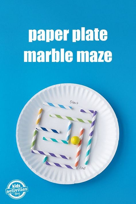 This paper plate marble maze uses basic paper straws and glue. It's perfect for car rides, lazy afternoons, or a quick STEM activity for school. Activity For School, Marble Maze, Mazes For Kids, Stem Crafts, Stem Challenge, Stem Activity, Force And Motion, Steam Activities, Stem Challenges