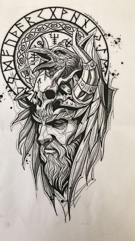 Viking Tattoos For Men, Tato Maori, Viking Warrior Tattoos, Norse Mythology Tattoo, Arte Viking, Viking Tattoo Symbol, Viking Tattoo Sleeve, Vikings Tattoo, Viking Skull