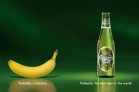 Carlsberg ads - Probably a banana. Probably the best beer in the ... Beer Commercials, Tiger Beer, Heineken Beer, Clever Advertising, Guinness Beer, Beer Prints, Beer Ad, Funny Commercials, Visual Metaphor