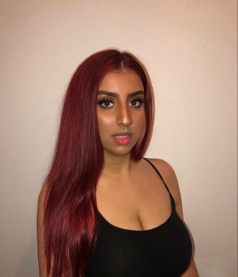 Red Hair Indian Skin, Indian Red Hair, Latinas With Red Hair, Red Hair Indian, Red Hair On Tan Skin, Hair Color For Brown Skin, Cherry Red Hair, Girls With Red Hair, Red Hair Color