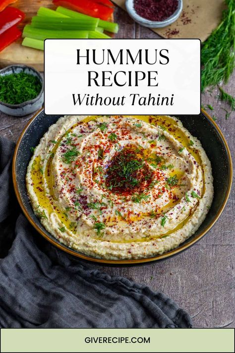 Easy Hummus Recipe Without Tahini, Homemade Hummus Without Tahini, Hummus Recipe Without Tahini, Hummus Without Tahini, Easy Hummus Recipe, Homemade Tahini, Easy Hummus, Make Hummus, Turkish Food