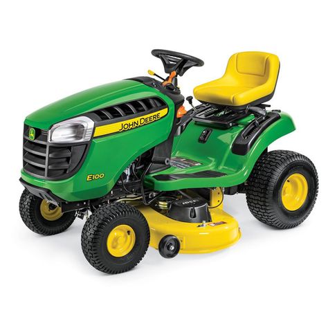 John Deere - E100 Lawn Tractor - 42" Deck - Green BG21081 - Rona John Deere Riding Mowers, Craftsman Riding Lawn Mower, Yard Tractors, Landscaping Equipment, Tractor Price, Room Things, Lawn Tractors, Riding Mowers, New Tractor