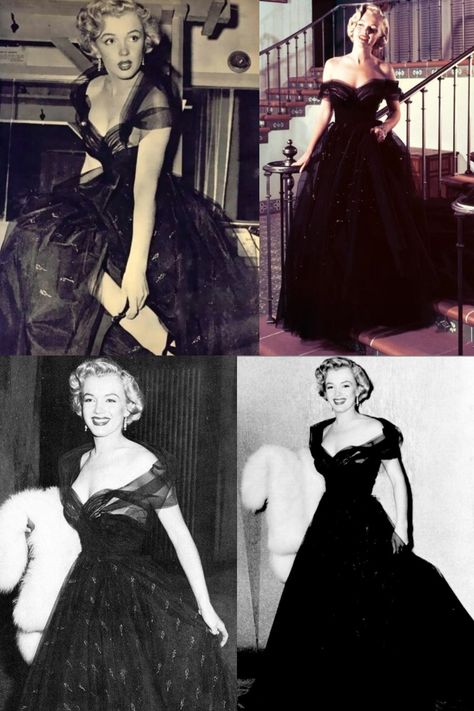 Marilyn Monroe Black Dress, Old Hollywood Evening Gowns, Marilyn Monroe Dresses Outfits, Old Hollywood Prom Dress, Old Hollywood Glamour Fashion, Old Prom Dresses, Old Hollywood Dresses, 1915 Dress, Old Hollywood Prom