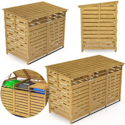 OUTDOOR WHEELIE BIN STORAGE DOUBLE AND TRIPLE SHED WOODEN DUSTBIN RUBBISH SCREEN | eBay Wooden Dustbin, Wheelie Bin Storage, Bin Storage, Storage Bins, Easy Access, Shed, Doors, Screen