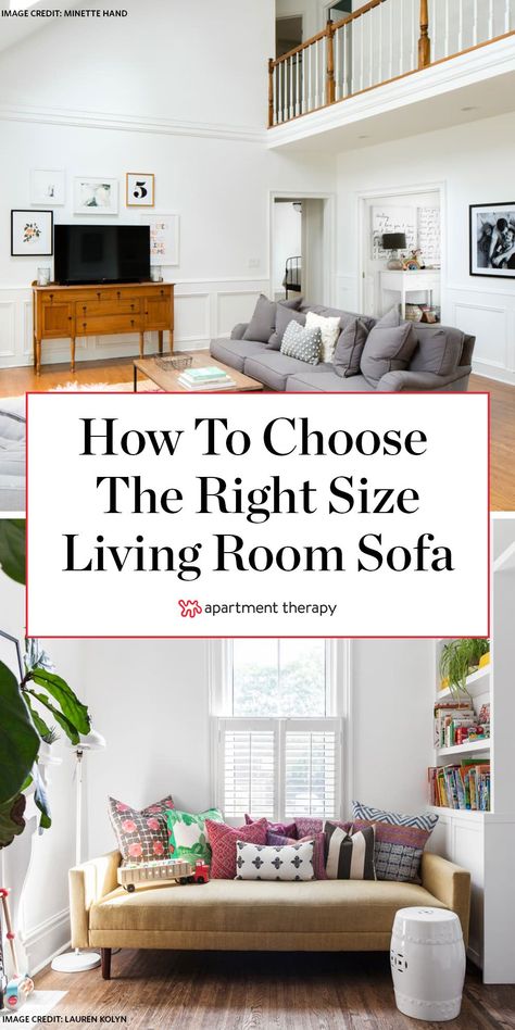 How to choose the correct size living room sofa. #livingrooms #sofa #smallspaces #livingroomideas #designhacks #livingroomdecor #livingroomsofa Sofa For Open Living Room, Couch Size For Living Room, What Size Couch For Living Room, How To Pick The Right Size Couch, How To Pick Furniture For Living Room, Sofas Ideas Small Living Room, How To Dress A Sofa, What Size Sofa For Living Room, Sectionals For Small Spaces Living Room