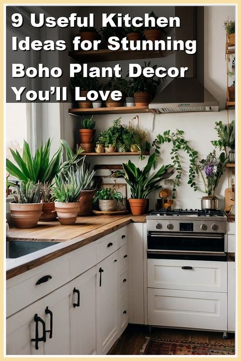 Transform your kitchen into a boho haven with these 9 useful kitchen ideas for stunning boho plant decor. Discover creative ways to incorporate lush greenery and unique design elements that elevate your space. From hanging plants to stylish shelving, this guide offers inspiration to create a warm, inviting atmosphere filled with personality. Embrace the bohemian lifestyle and make your kitchen a reflection of your love for nature and creativity. Decor Ideas With Plants, Boho Plant Decor, Windowsill Herb Garden, Plant Ladder, Small Herb Gardens, Plant Arrangements, Wall Mounted Planters, Window Shelves, Bring Nature Indoors