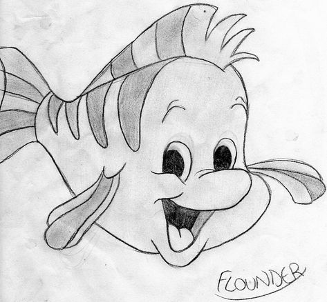 flounder Flounder Drawing, Easy Disney Drawings, Pro Create, Cartoon Drawings Of People, Cartoon Drawings Disney, Cartoon Drawings Of Animals, Collage Drawing, Disney Collage, Disney Princess Drawings