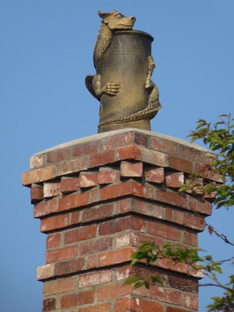 Decorative Chimney Pot Chimney Stack Ideas, Brick Pillars, Chimney Pots, Chimney Design, Brick Columns, Brick Chimney, Chimney Cap, Chimney Sweep, Halloween Style