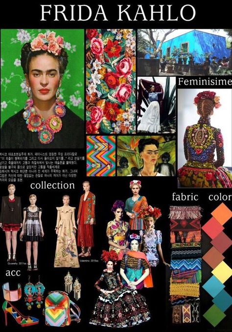 Frida Kahlo Fashion Inspiration, Modeboard Design Fashion, Mood Board Theme Ideas, Frida Kahlo Inspired Fashion, Theme For Fashion Show Ideas, Themes For Fashion Show, Frida Kahlo Fashion, Frida Kahlo Dress, Fashion Design Inspiration Board