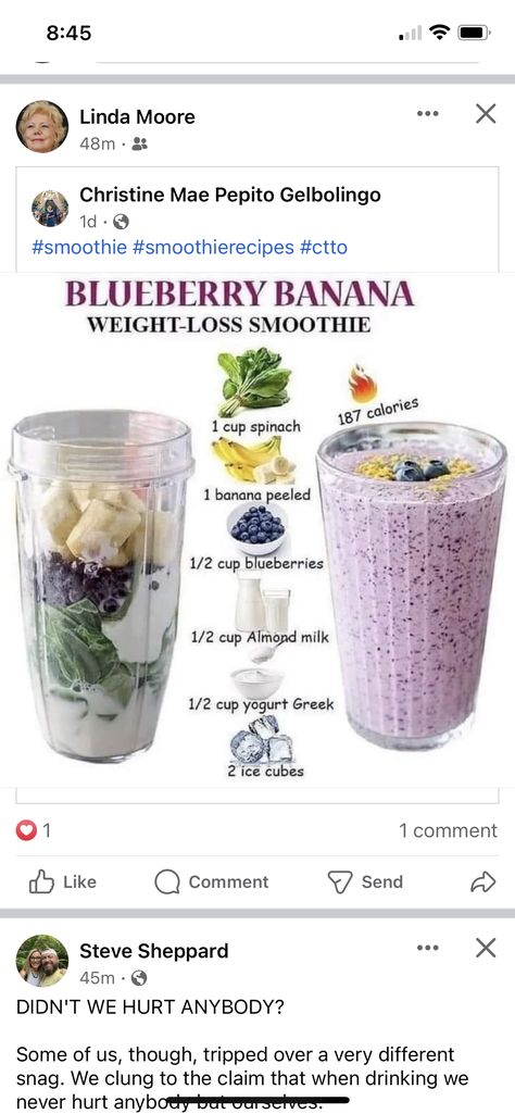 Blueberry Banana Smoothie, Best Smoothie, Bali Bras, Smoothie Drink Recipes, Smoothie Detox, Banana Peel, Good Smoothies, Banana Blueberry, Yogurt Cups