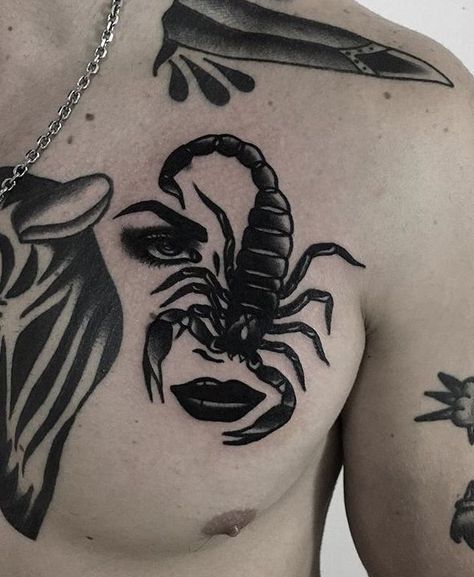 Elk Tattoo, Skull Tattoo Flowers, Black Is Black, Traditional Tattoo Inspiration, Horoscope Tattoos, Scorpio Tattoo, Hip Tattoos Women, Scorpion Tattoo, Neck Tattoo For Guys