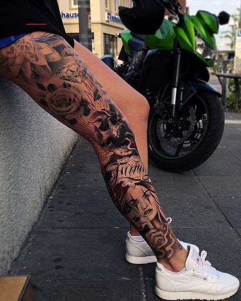 Full Arm Sleeve Tattoo, Tattoos Arm Mann, Hart Tattoo, Chicano Tattoos Sleeve, Full Leg Tattoos, Skull Sleeve Tattoos, Skull Sleeve, Leg Tattoo Men, Leg Tattoos Women