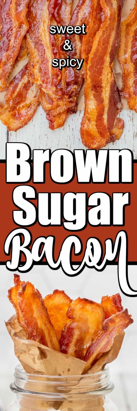 This amazing Brown Sugar Bacon will amp up your breakfast or brunch to a whole new level. We love the spicy sweetness! #brownsugarbacon #sweetandspicybacon Bacon Candy, Brown Sugar Bacon, Baked Dinner, Baked Bacon, Candied Bacon, Sweet Heat, Flavored Bacon, Dump Cake Recipes, Incredible Recipes