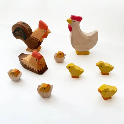 Wooden Poultry Figures Dogs Sheep Horse Animal Ornaments Hand Crafted Kids Waldorf Educational Toys Farm Scene Construction - Wooden Blocks - AliExpress Waldorf Inspired Toys, Sustainable Toys, Hand Oil, Open Ended Toys, Small World Play, Beautiful Figure, Waldorf Inspired, Wooden Animals, Family Set