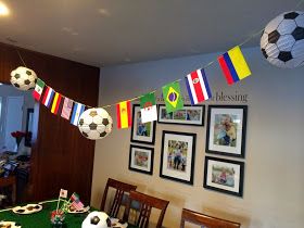 I can't say that I follow the World Cup too much, but it seemed like a fun theme to have for July, so I went with it. It also seemed fa... Fifa Party Decorations, World Cup Decoration Ideas, World Cup Theme Party, World Cup Party Decorations, World Cup Decoration, World Cup Birthday Party, Champions League Party, World Cup Party Ideas, World Cup Party