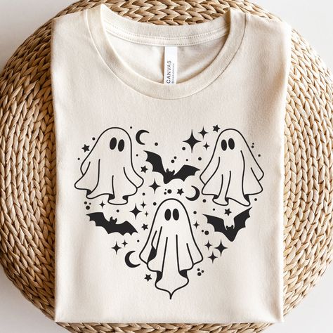 - Brand New - Custom Made To Order - Available In Orange, Black, White, Gray And Tan Décoration Table Halloween, Ghost Tshirt, Halloween Shirt Design, Creepy Ghost, Funny Fall, Halloween Shirts Kids, Halloween Retro, Ghost Svg, Cricut Halloween