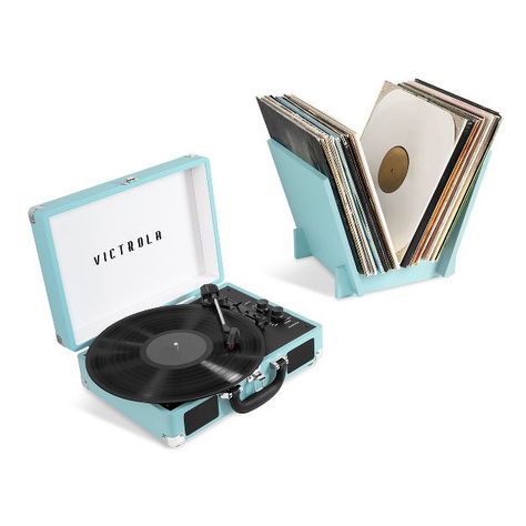 Victrola Journey+ Bluetooth Suitcase Record Player With Matching Record Stand : Target Suitcase Record Player, Bluetooth Record Player, 78 Rpm Records, One Suitcase, Record Stand, Vintage Record Player, Turn Table Vinyl, Vinyl Storage, Record Holder