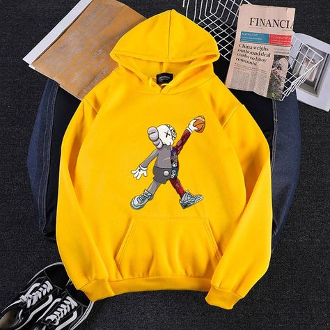 KAWS Men Women Cartoon Hoodie Sweatshirt Walking Doll Thicken Autumn Winter Loose Pullover Plus Size Autumn, Cartoon Hoodie, Women Anime, Velvet Sweatshirt, Women Cartoon, Loose Pullover, Printed Joggers, Winter Tops, Loose Tops