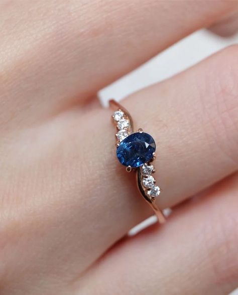 Engagement Ring Blue Sapphire, Sapphire Cluster Ring, Small Diamond Rings, Sapphire Diamond Engagement Ring, Black Celebration, Engagement Ring Blue, Ring Blue Sapphire, Diamond Sapphire Engagement Ring, Sapphire Diamond Engagement