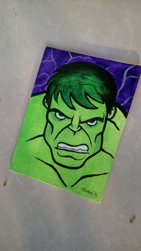 Hulk Painting Easy, Super Hero Paintings, Hulk Drawing Easy, Marvel Canvas Painting, Hulk Canvas Painting, Marvel Characters Drawings, Hulk Drawing, Hulk Painting, Superhero Painting