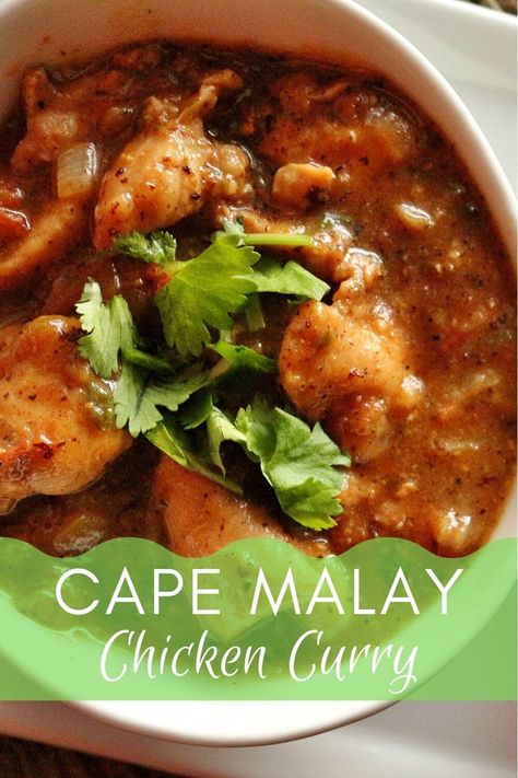 This South African Cape Malay chicken curry recipe is adapted from Disney's Boma restaurant at the Animal Kingdom Lodge. It's extremely easy to make, and so flavorful! We have tried it with chicken thighs and breasts, and it's delicious both ways. #chickenrecipes #disneyrecipes #curry #africanfood South African Curry Recipes, Maesri Curry Recipes, Cape Malay Chicken Curry, Cape Malay Curry, Ag Cook, Malay Chicken Curry, African Curry, Malay Curry, Malay Recipes