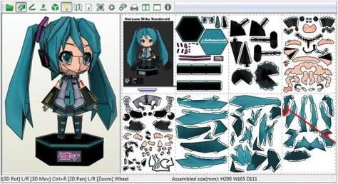 PAPERMAU: Hatsune Miku Paper Doll In Nendoroid Style - by Life Papercraft Miku Chibi, Papercraft Anime, Miku Chan, Anime Paper, Paper Toys Template, Pinterest Diy Crafts, Paper Doll Template, Papercraft Templates, Anime Crafts