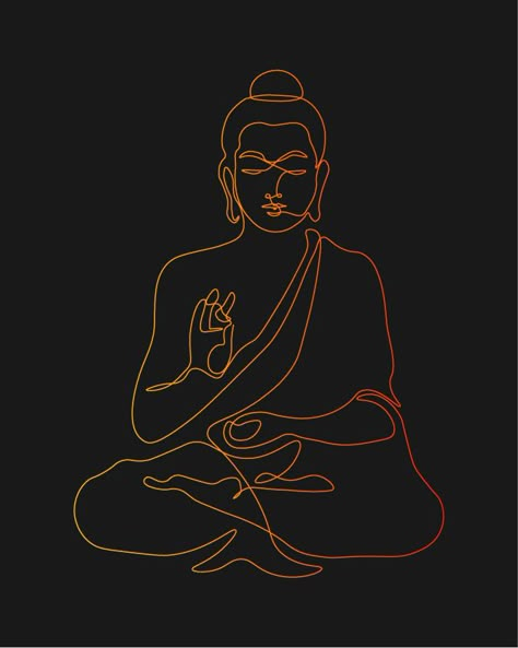 One line sketch of lord buddha Buddha Line Art Tattoo, Buddha Outline, Buddha Line Art, Buddha Sketch, One Line Sketch, Budha Art, Buddha Drawing, Embroidered Canvas Art, Enchanted Forest Coloring