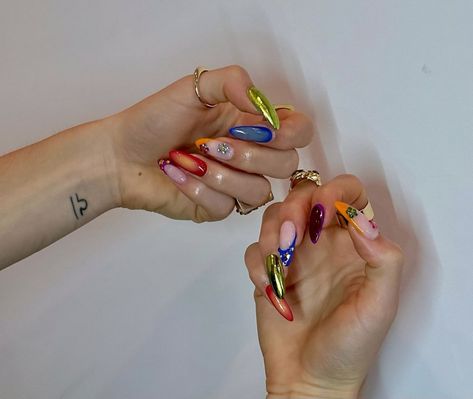 Nail Inspo Long, Long Nails Acrylic, Hoco Nails, Beauty Nails Design, Colorful Nails, Vibrant Nails, Nail Idea, Nails Only, Pastel Nails