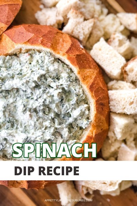 A Classic Spinach Dip Recipe made with vegetable soup mix. Delicious served in a bread bowl as a dip for fresh vegetables and with chunks of bread. Classic Spinach Dip Recipe, Classic Spinach Dip, Knorr Spinach Dip, Hawaiian Bread, Edible Bowl, Spinach Dip Recipe, Delicious Dips Recipes, Classic Appetizers, Bread Bowl