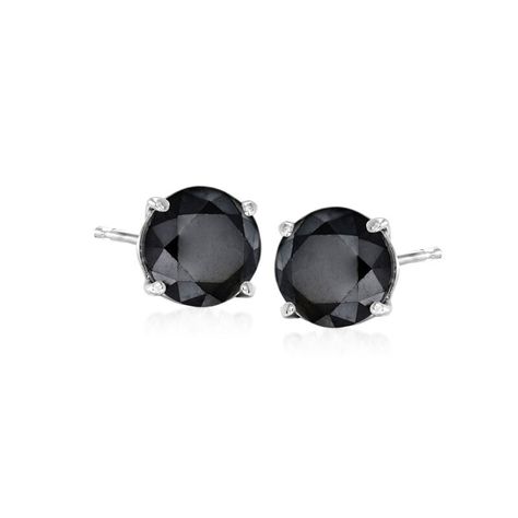 2.00 ct. t.w. Black Diamond Stud Earrings in 14kt White Gold Stud Earrings Diamond, Black Diamond Earrings Studs, Black Diamond Studs, Diamond Birthstone, Clutch Black, Earrings Diamond, Diamond Stud Earrings, Diamond Stud, Fine Jewellery Earrings