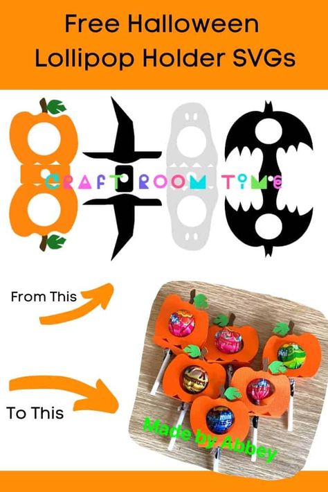 Halloween Candy Holder Svg, Cricut Halloween Lollipop Holder, Cricut Halloween Treats, Halloween Candy Holder Svg Free, Halloween Cardstock Crafts, Lollipop Holder Diy, Cricut Projects Halloween, Cricut Crafts For Kids, Halloween Lollipop Ideas