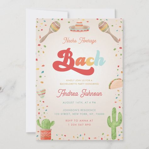 Colorful Groovy Fiesta Nacho Average Bachelorette Invitation | #colorful #groovy #watercolorcactusmaracastaco #retro60s70stypography #cincodemayo #fiestabacheloretteinvites #mexicanbacheloretteinvitations #bridalshower #nachoaveragebach #nachoaveragebachelorette Final Fiesta Bachelorette Party, Final Fiesta Bachelorette, Fiesta Bachelorette Party, Mexican Bridal Showers, Bachelorette Party Invitation, Colorful Invitations, Couples Shower Invitations, Bachelorette Invitations, Retro Typography