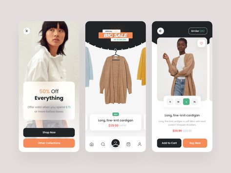 Clothing Shop App Design by Mourad Blil Shop App Design, Outfit Planning App, E Commerce App, E-commerce App, Personal Logo Design, Ecommerce App, Ui Ux App, Mobile App Design Inspiration, App Interface Design