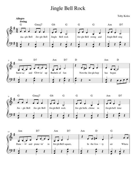 Jingle Bell Rock with chords Jingle Bell Rock Piano, Popular Piano Sheet Music, Piano Pieces, Piano Sheet Music Pdf, Trumpet Sheet Music, Clarinet Music, Christmas Piano, Clarinet Sheet Music, Music Tabs