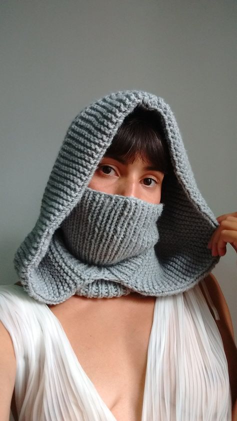 Diy Hooded Scarf, Scarf With Hood, Balaclava Scarf, Crochet Hooded Scarf, Crochet Hood, Knitted Balaclava, Crochet Faces, Enjoy Winter, Cozy Accessories