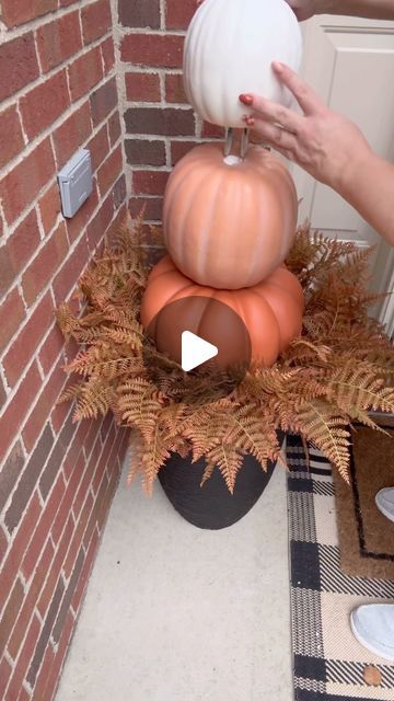 Julie Oxendine on Instagram: "Ever get tired of buying pumpkins so they can rot? Yeah, not doing that this year. If you’re wondering what I filled my containers with it’s a spray foam gap filler the filled up to 3”. We did this last winter for our faux Christmas trees and I used it with faux ferns for the summer.  If you want to watch the wreath tutorial just comment ‘fall925’ and I’ll send you the info to watch on YouTube! #falldecorations #autumnstyle #fallstyle #craftingideas #craftingfun #julieswreathboutique" Faux Christmas Trees, Faux Christmas, Spray Foam, Wreath Tutorial, Fall Decorations, Fall Crafts, Christmas Trees, Pumpkins, Fall Decor