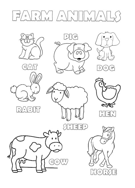 Farm Animals For Kids, Ingles Kids, Farm Animals Preschool, Farm Animals Activities, Animals Coloring Pages For Kids, Animal Lessons, Animal Activities For Kids, Farm Preschool, Animal Worksheets