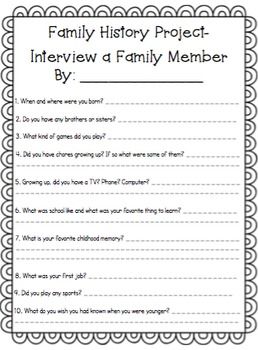 Family History Project by EandKeducate | Teachers Pay Teachers Primary Family History Activity, Ancestry Family Group Sheet, Family History Book Layout, Family History Activities, Ward Activities, Family History Projects, Genealogy Forms, Family Background, Family Tree Project