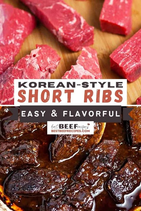 Korean Short Ribs Recipe, Beef Short Ribs Oven, Korean Braised Short Ribs, Galbi Jjim, Korean Beef Short Ribs, Sweet And Spicy Chili, Ribs Recipe Oven, Best Ribs Recipe, Boneless Beef Ribs