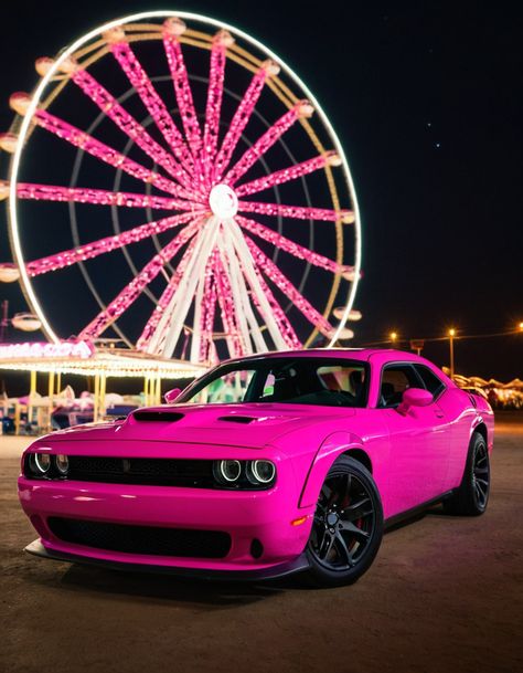 Pink Hellcat Charger, Doge Hellcat, Pink Dodge Challenger, Pink Dodge Charger, Pink Challenger, Hell Cat Car, Pink Hellcat, Hot Pink Cars, Hellcat Srt