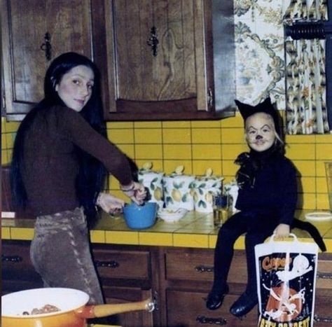 GroovyHistory’s Instagram photo: “Cher and Chastity (Chaz) Bono getting ready for Halloween in 1972. 🎃 #Cher #ChastityBono #ChazBono #Halloween #1972 #1970s #1960s #60s #70s…” 1970s Halloween, Cher 1960s, 70s Halloween, Chaz Bono, Ready For Halloween, Studio 54, Fall Fashion Outfits, 70s Fashion, Childhood Memories