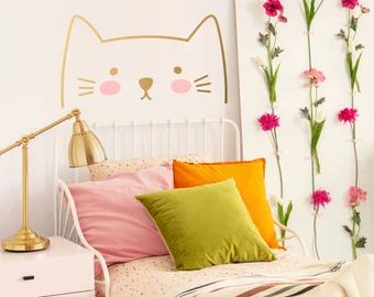 KennaSatoDesigns - Etsy Cat Themed Bedroom, Interior Wall Texture, Cat Bedroom, Kids Room Decals, Kids Room Wall Decals, Removable Wall Stickers, Kids Room Wall Decor, Kids Wall Decals, Kids Room Wall