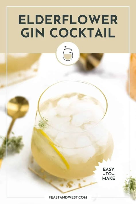 This elegant Elderflower Gin Cocktail is the perfect floral drink to welcome springtime! You'll love its refreshing flavor. Gin And Elderflower Cocktail, Elderflower Syrup Cocktail, Elderflower Cocktail Recipes, Elderflower Gin Cocktail, Hendricks Gin Cocktails, Gin Cocktails Easy, Gin Cocktail, Elderflower Recipes, Elderflower Cocktail