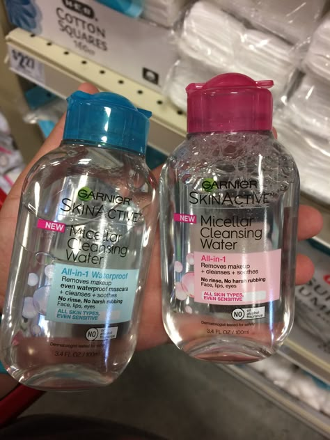 My favorite and trying the waterproof Micellar Water by Garnier Mini Micellar Water, Micellar Water Aesthetic, Micellar Water Garnier, Garnier Micellar Water, Garnier Micellar Cleansing Water, Koleksi Makeup, Garnier Micellar, Alat Makeup, Skin Care Basics